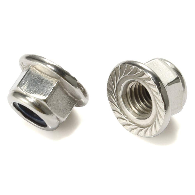[Australia - AusPower] - M8-1.25 Serrated Flange Nylon Insert Lock Nuts Flanged Locknuts, 304 Stainless Steel 18-8, Bright Finish, 10 PCS M8-1.25 (10 PCS) 