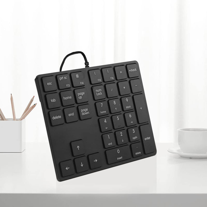 [Australia - AusPower] - Merdia Numeric Keypad Wired Numpad 34 Keys External Mini Slim Keyboard Magicforce for Financial Cashier Securities-Black Black 