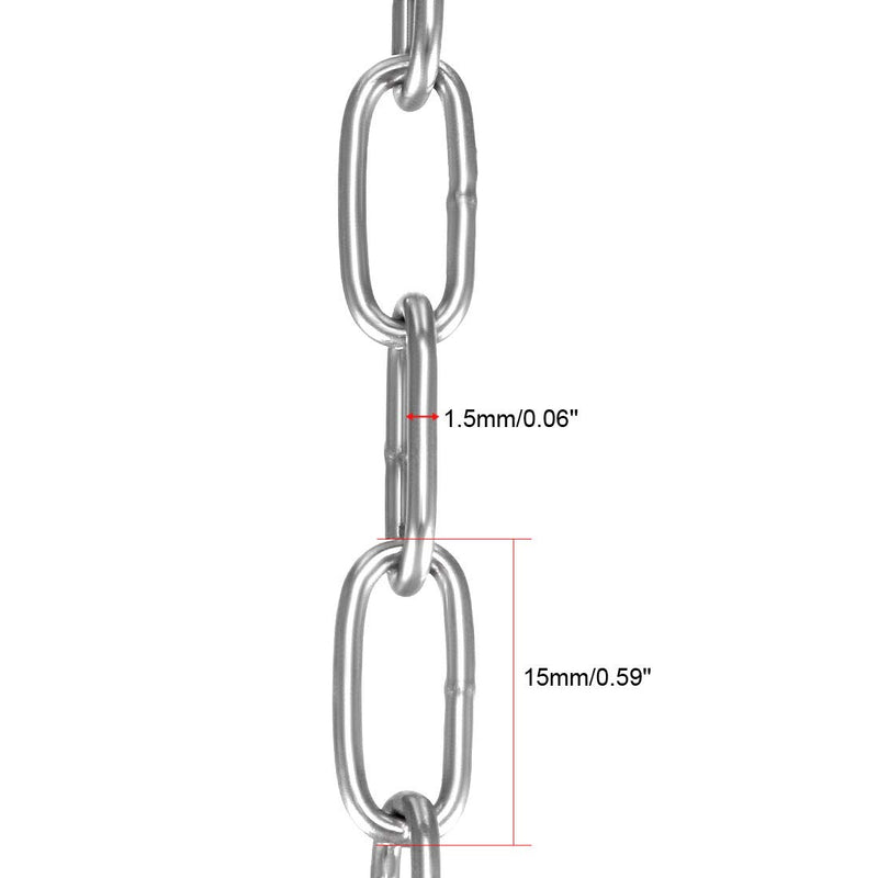 [Australia - AusPower] - uxcell Stainless Steel 304 Hardened Proof Coil Chain 1m Length 1.5mm Thickness Zinc Plated 1 Meters 