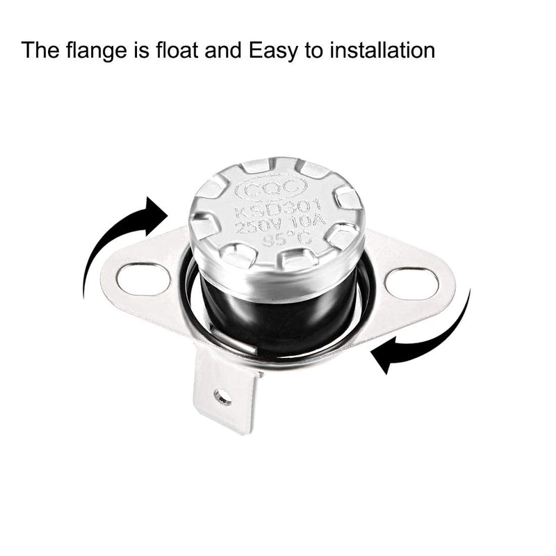 [Australia - AusPower] - uxcell KSD301 Thermostat 95°C/203°F 10A Normally Open N.O Adjust Snap Disc Temperature Switch for Microwave Oven Coffee Maker 5pcs 