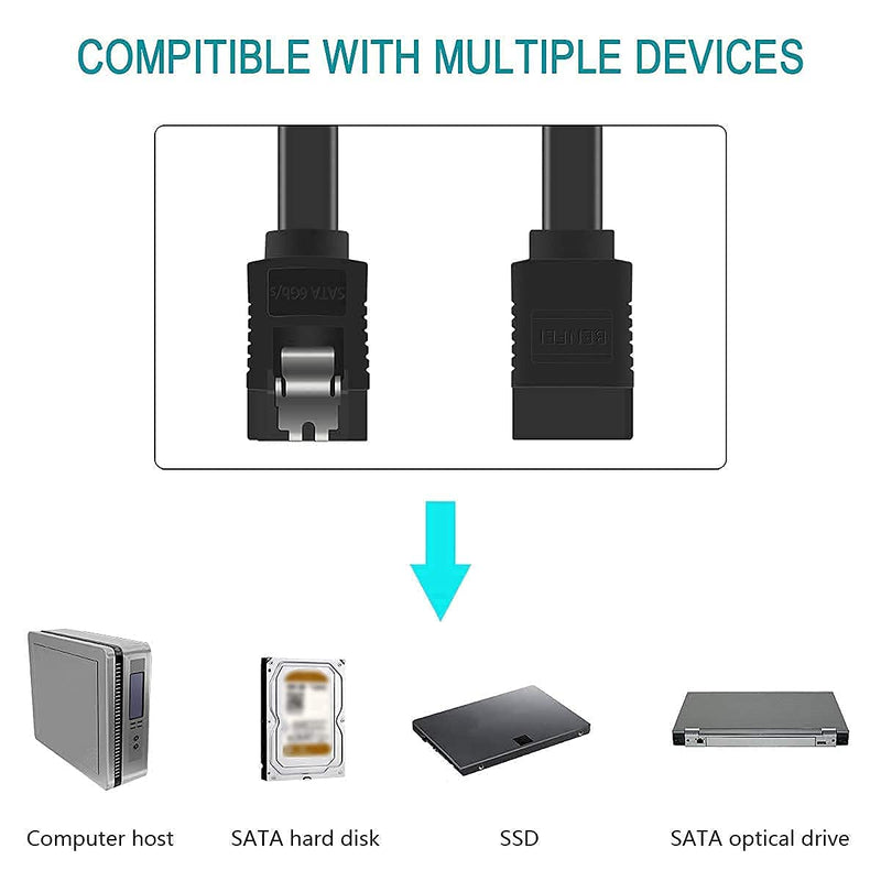 [Australia - AusPower] - BENFEI SATA Cable III, 3 Pack SATA Cable III 6Gbps Straight HDD SDD Data Cable with Locking Latch 18 Inch Compatible for SATA HDD, SSD, CD Driver, CD Writer - Black 180-180 degree 
