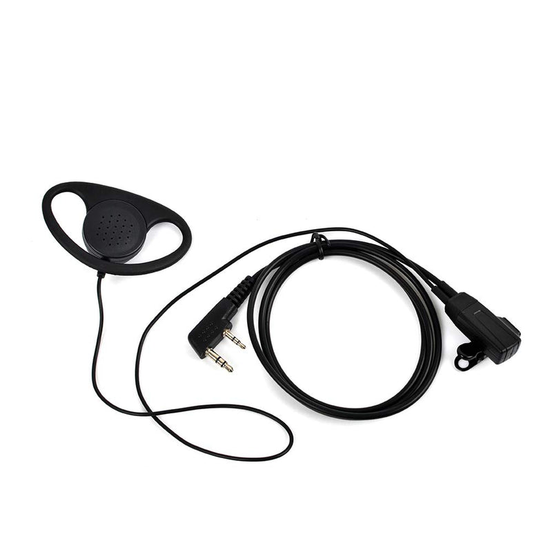 [Australia - AusPower] - TWATRDIO D Shape 2 Pin Walkie Talkie Earpiece Radio Headset with PPT MIC Clear Sound for Baofeng UV-5R BF-888S 777/Kenwood/PUXING/Wouxun 2-Way Radio 