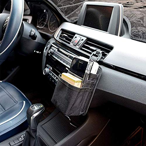 [Australia - AusPower] - LUFOX Air Vent Car Pocket Caddy Organizer Holder with Charging Port for Phone,Cell Phone,Pencil,Charger (Black) Black 