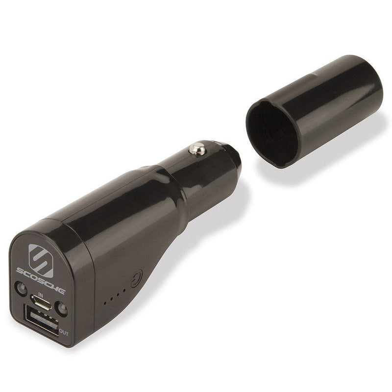 [Australia - AusPower] - SCOSCHE 2600 PBC71R GoBat 3-In-1 12V USB Car Charger Adapter with 2600 mAh Portable Battery Pack and Built-in Flashlight,Black 