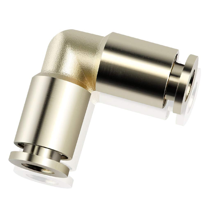 [Australia - AusPower] - TAILONZ PNEUMATIC 1/4 OD Elbow Nickel-Plated Brass Plastic Push to Connect Fittings Tube Connect Push Fit Fittings Tube Fittings Push Lock PV-1/4（Pack of 5） 1/4"OD 