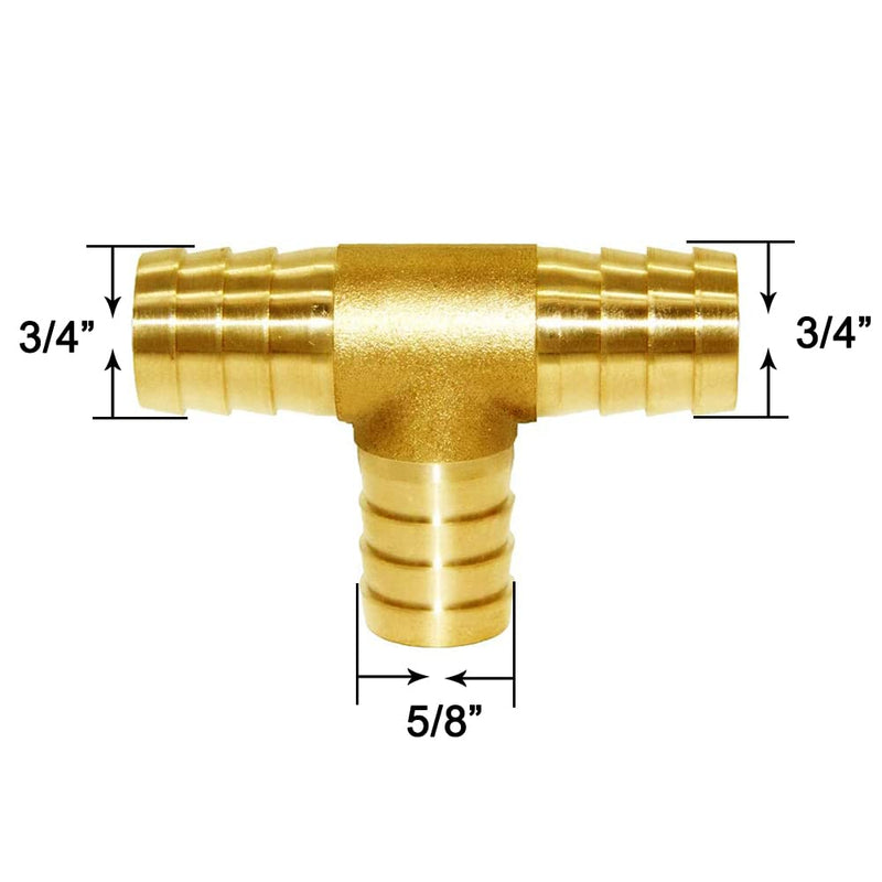 [Australia - AusPower] - Joywayus 3/4"x5/8"x3/4" ID Hose Reducing Barb Tee 3 Way Union Fitting Intersection/Split Brass Water/Fuel/Air 3/4"x5/8"x3/4" 