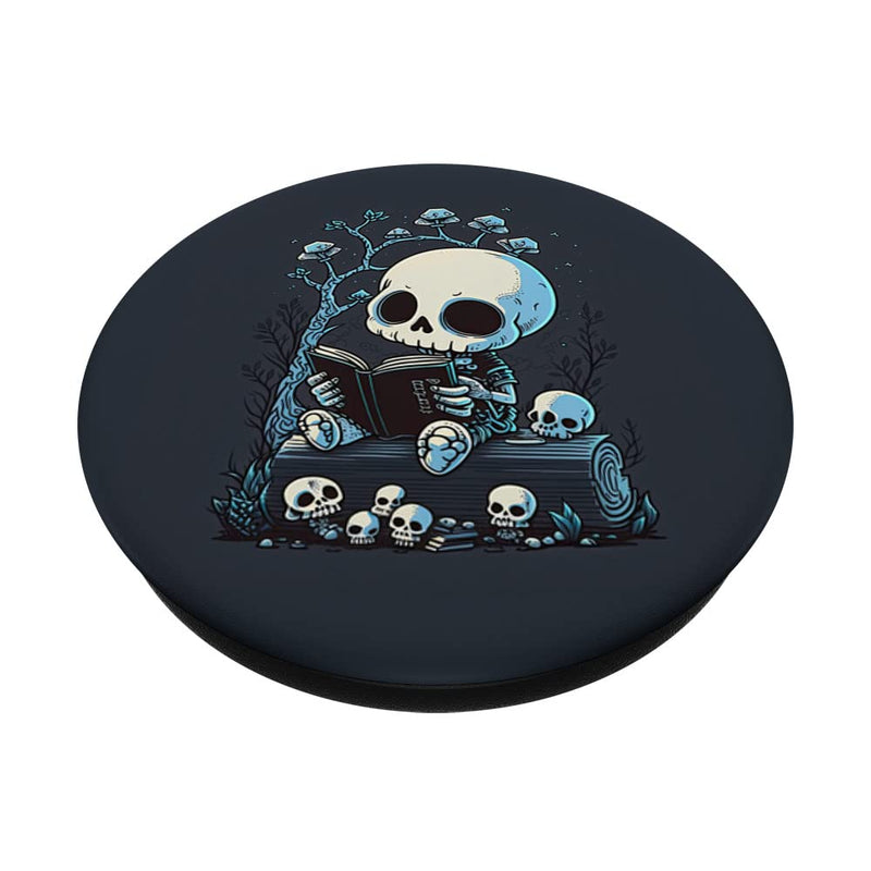 [Australia - AusPower] - Librarian Skeleton Gothic Goth Book Reading Lover PopSockets Swappable PopGrip Black 