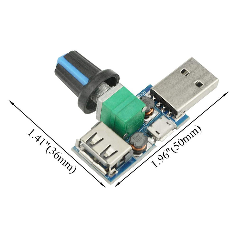 [Australia - AusPower] - XINGYHENG 3Pcs 5W Mini USB Fan Air Volume Speed Stepless Governor Module USB Speed Controller DC 5V USB Male input DC4-12V to 2.5-8V and Speed Control Knob with Switch Function 