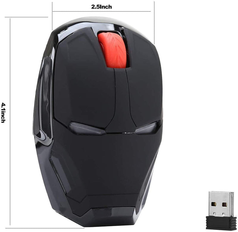 [Australia - AusPower] - Iron Man Mouse, 2.4G Noiseless Wireless Mouse with USB Receiver Portable Computer Mice for PC, Tablet, Laptop, Notebook - Black 
