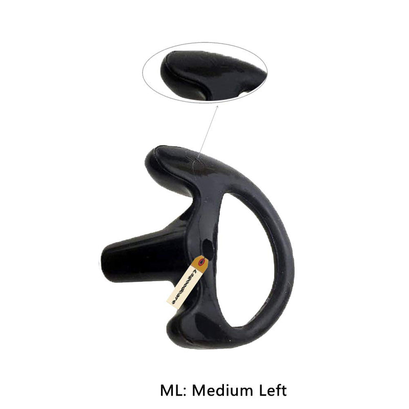 [Australia - AusPower] - Replacement Earmold Earbud Left Ear Piece Compatible for Motorola Kenwood Midland Two Way Radio Acoustic Coil Tube Earpiece - Silicone Walkie Talkie Earmould Ear Buds Black Medium, Lsgoodcare 