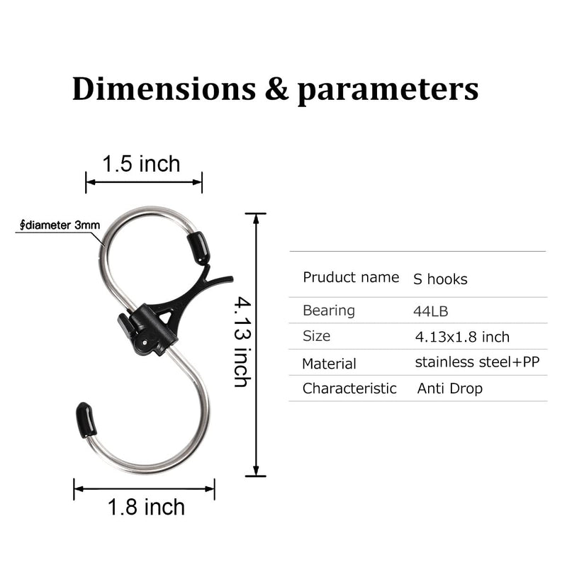 [Australia - AusPower] - GEZIDEA S Hooks Stainless Steel Heavy Duty S Hooks Anti Drop for Kitchen,Work Shop,Bathroom,Garden,Wardrobe,Office,Perfect Rack Hooks,Big,10Pieces 4.13x1.8 inch 
