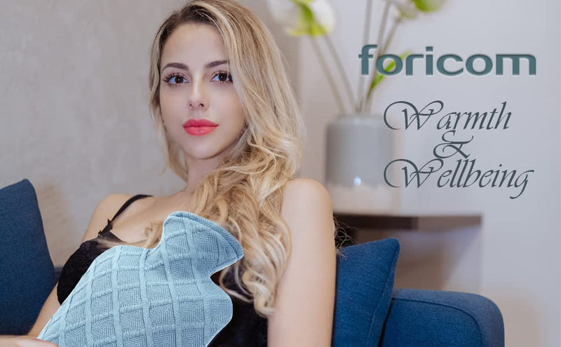 [Australia - AusPower] - FORICOM Hot Water Bottle with Soft Cover 2.0L Large Classic BPA Free Hot Water Bag for Neck, Shoulder Pain and Hand Feet Warmer, Menstrual Cramps(Sky Blue) Sky Blue,2.0large 