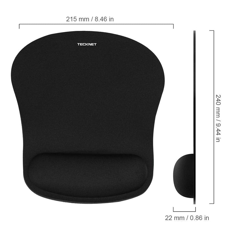 [Australia - AusPower] - TECKNET Ergonomic Gaming Office Mouse Pad Mat Mousepad with Rest Wrist Support - Non-Slip Rubber Base - Special-Textured Surface (Black) Black 