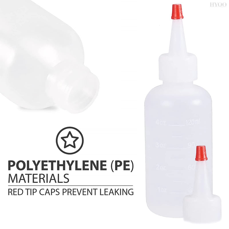[Australia - AusPower] - Plastic Squeeze Bottles with Caps - 12Pcs Plastic Condiment Squeeze Bottles with Red Tip Squeeze Bottle Caps - Squeeze Bottles 4 OZ Ketchup Bottles Squeeze Bottles for Sauces, Arts and Crafts 12 