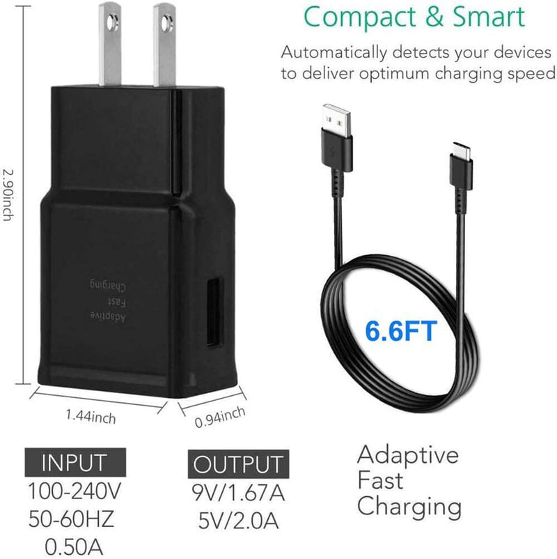 [Australia - AusPower] - Adaptive Fast Charger Kit,Quick Charge 3.0 Wall Charger with 6.6 Ft Type C USB Cable for Samsung Galaxy S21/S21 Ultra/S20/S20+/S10/S10+/S10e/S9/S9+/S8/S8Plus/Edge/Active/Note 8/9/10/20 
