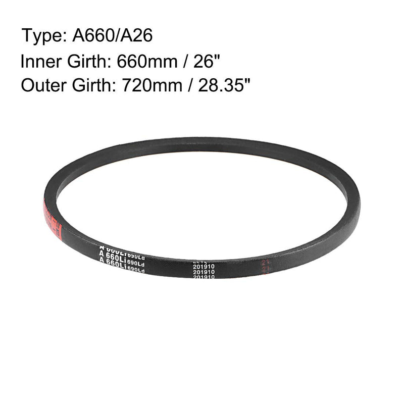 [Australia - AusPower] - uxcell A660/A26 V-Belts 26" Inner Girth, A-Section Rubber Drive Belt 2pcs 26" 