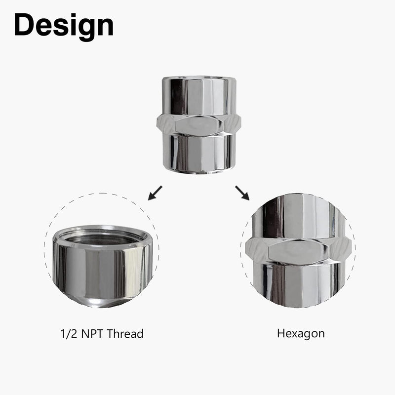[Australia - AusPower] - Naiture Brass 1/2" IPS Female Threaded Pipe Fitting Coupling, Chrome Finish 