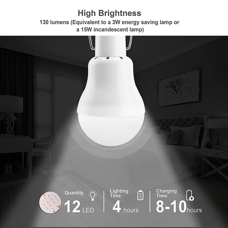 [Australia - AusPower] - Solar Light Bulbs, Portable Outdoor 130LM Solar Powered LED Light Bulb with 800mAh Rechargeable Battery for Chicken Coop Camping Hiking Tent Shed Patio Garden Barn (2Pack) 2pack 