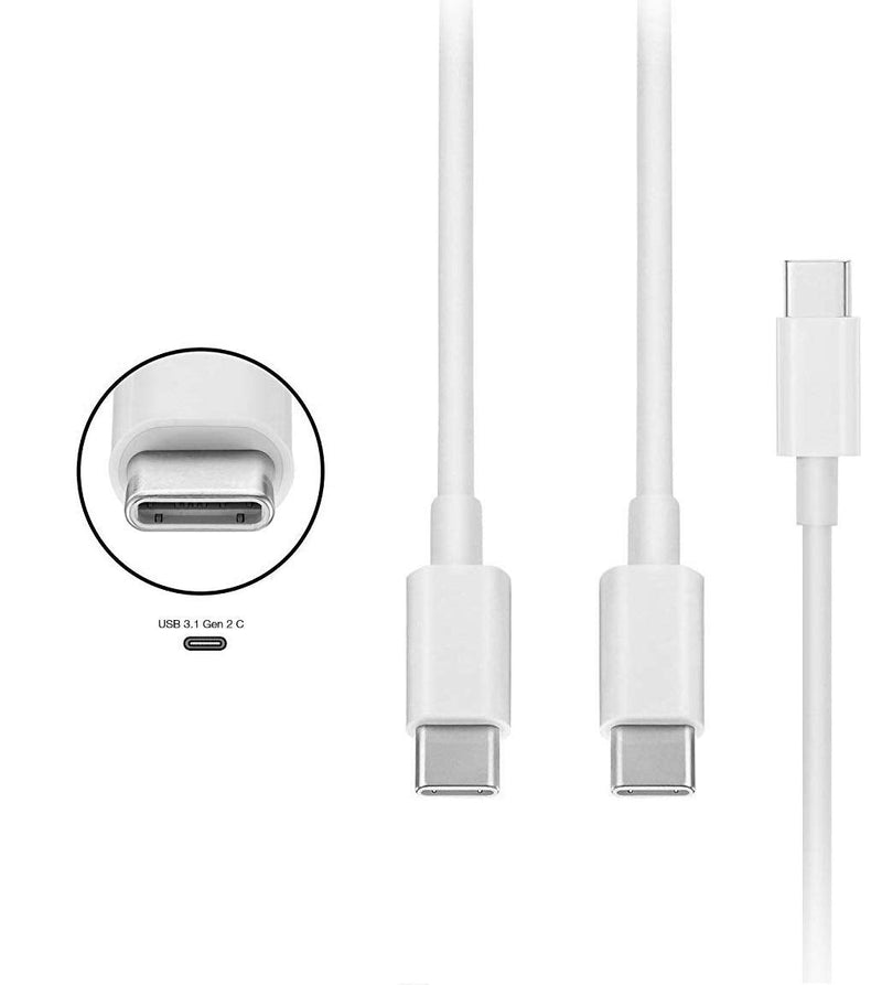 [Australia - AusPower] - (6FT) USB-C (10 Gbps) Cable, Hi-Speed Reversible Gold Plated USB Type C to Type C (USB-C to USB-C) Cable for Apple MacBook, Nokia Tablet and Other Devices with Type C USB(White) 