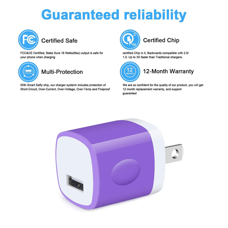 [Australia - AusPower] - GiGreen USB C Fast Charger Block, 1A Wall Plug Cube Power Cable Samsung Galaxy Z Fold3 Flip3 5G S21+ S20 FE/Ultra 5G S10e S9 A51 A71, Note 21, Oneplus Nord N200/9, Pixel 5/4a XL (PT-WC-05) Purple 