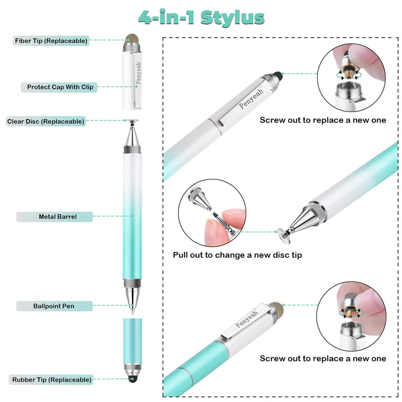 [Australia - AusPower] - Penyeah Capacitive Stylus Pen (4 in 1),Universal Touch Screens Stylus Pen for iPad/Pro/iPhone/Android Phone/Samsung/Fire/Tablets and All Capacitive Touch Screens-Dream Blue Dream Blue 