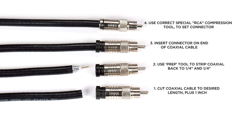 [Australia - AusPower] - RCA Compression Connectors - 10 Pack - RG-6 Coaxial Cable - Universal Male Connectors for RCA, Subwoofer, Composite, Component and Similar Cables Silver 