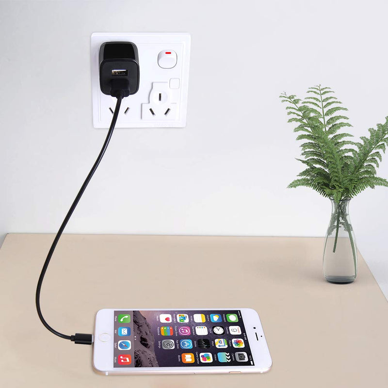 [Australia - AusPower] - Wall Charger, Charging Block, UorMe 5-Pack 2.1Amp 5V Dual Port USB Power Adapter Plug Cube Compatible Phone 13 12 11 Xs Max XR X, Pad Mini/Air,Samsung S22 S22+ S22 Ultra S21 S20 FE S20+, G8 K31 Q60 G8 5 Pure Black 