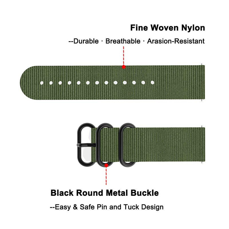 [Australia - AusPower] - Yeejok Compatible for Fossil Women's Gen 6/5E 42mm Bands Nylon 18mm Replacement, Quick Released Fine Woven Nylon Watch Strap for Fossil Women's Gen 4 Q Venture HR Smartwatch-Olive Green Olive Green-Black Buckle 