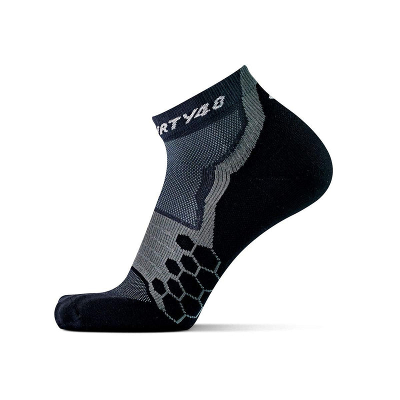 [Australia - AusPower] - Thirty48 Performance Compression Low Cut Running Socks for Men and Women | More Compression Where Needed [3 Pair] Black/Gray X-Large 