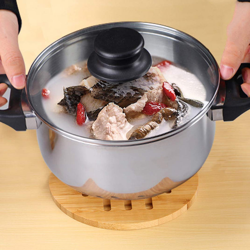 [Australia - AusPower] - Bamboo Trivet Kitchen Bamboo Hot Pads Trivet Natural Bamboo Trivet Mat Set for Hot Dishes/Pot/Bowl/Teapot/Hot Pot Holders 2 square 2 roundness 1 storage rack 