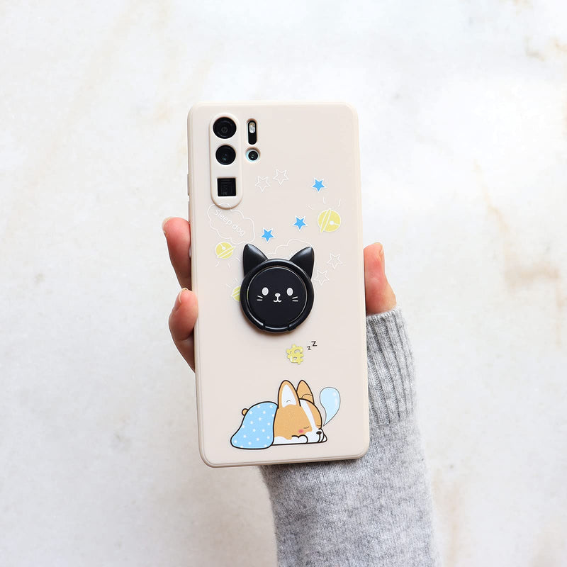 [Australia - AusPower] - LaMignonne Cell Phone Ring Holder Ultra-Thin Cute Cat Metal Finger Grip 360° Rotation 180° Flip Kickstand Phone Grip for Magnetic Car Mount Compatible with All Smartphones (Black) Black 