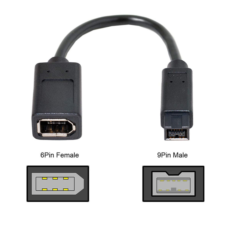 [Australia - AusPower] - CY IEEE 1394 6Pin Female to 1394b 9Pin Male Firewire 400 to 800 Cable 20cm 