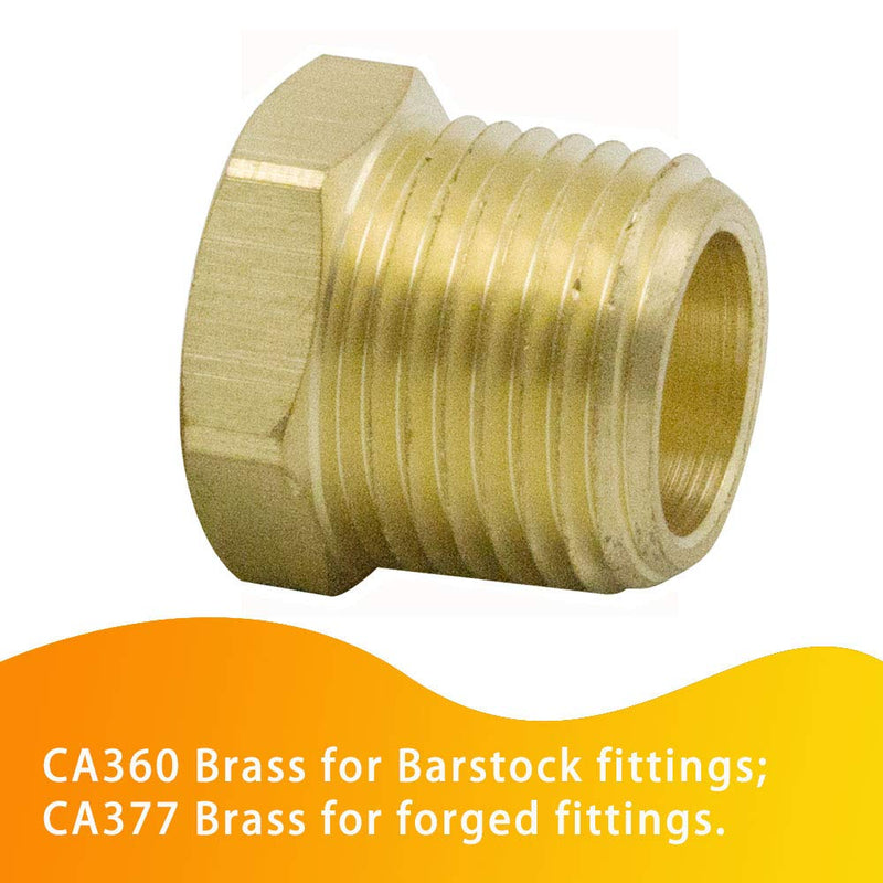 [Australia - AusPower] - Legines Brass Pipe Fitting Hex Bushing 3/4" NPT Male x 3/8" NPT Female Adapter 1200psi (Pack of 2) 3/4×3/8 