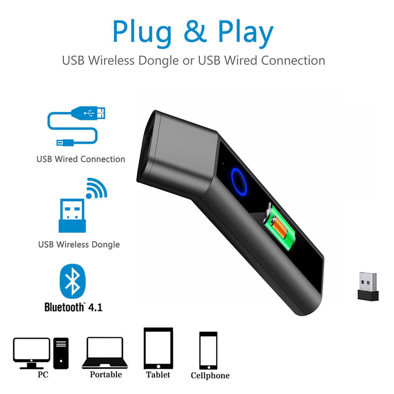 [Australia - AusPower] - 2D Barcode Scanner Compatible with Bluetooth & 2.4G Wireless & Wired Code Scanner Wireless Image Bar Code Reader for Laptops Computers Cashier iPhone iPad Android R50-2D 