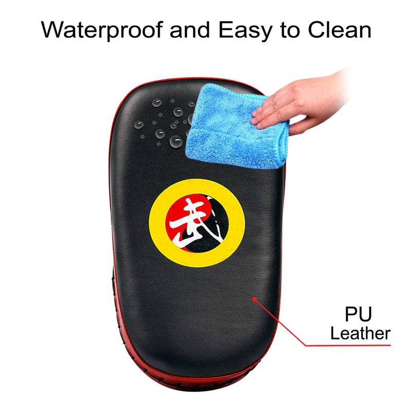 [Australia - AusPower] - TLBTEK 1Pcs Taekwondo Kick Pad PU Muay Thai Pads MMA Karate Kick Pads Kickboxing Training Pads Martial Arts Punching Pads Leather Strike Curved Kicking Shield Red 