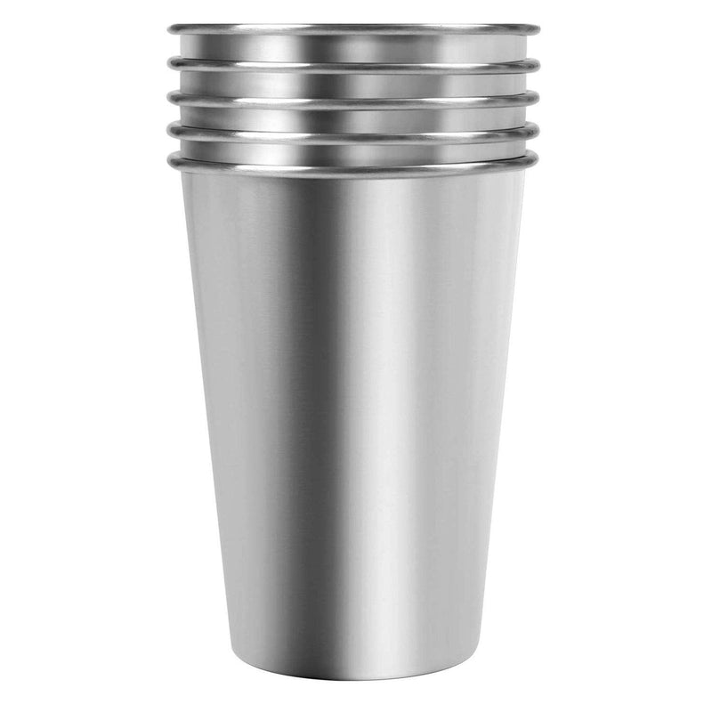 [Australia - AusPower] - KISEER 5 Pack 16 Ounce Stainless Steel Pint Cups Shatterproof Cup Tumblers Unbreakable Metal Drinking Glasses for Bar, Home, Restaurant 