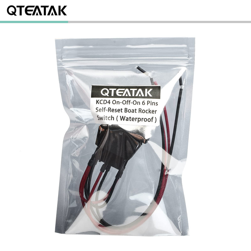 [Australia - AusPower] - QTEATAK DC 12V 10A 6 Pin 3 Position (ON)-Off-(ON) AC 110V-220V Waterproof Momentary Polarity Reverse Switch Motor Control Black Boat Rocker Toggle Switch with Wire KCD4-223-QT 