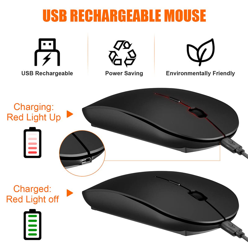 [Australia - AusPower] - ATESON Wireless Mouse for Laptop, Rechargeable Silent 2.4G Cordless Mouse with USB Receiver Portable Slim Quiet Noiseless Mice for PC Computer Desktop Laptop Notebook 