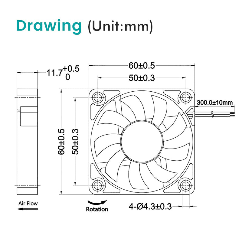 [Australia - AusPower] - 2 Packs Wathai 60mm x 10mm USB Fan 5V DC Brushless Cooling Fan 