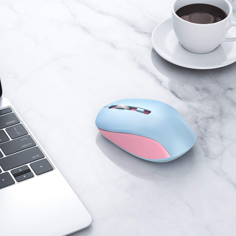 [Australia - AusPower] - Wireless Bluetooth Mouse, seenda 2.4G + Bluetooth 4.0 Wireless Mouse with 3 Adjustable DPI Levels for Windows and Mac Computers,iPad,Chromebook, Pink and Blue 