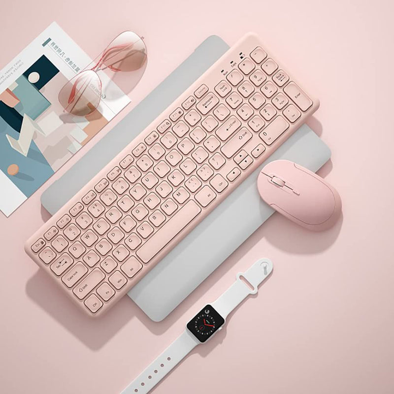 [Australia - AusPower] - Wireless Keyboard and Mouse Combo,JieruiDeng 2.4Ghz USB Cordless Slim Silent Keyboard and Mouse Kit Home Office Game Use for Computer,Laptop,PC Desktops,Mac (Pink) Pink 