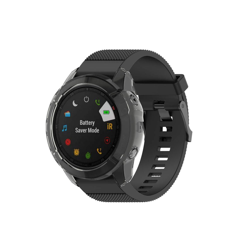 [Australia - AusPower] - RuenTech Case Cover Compatible with Garmin Fenix 6X/6X Pro/Fenix 6X Sapphire Case Protector TPU Protective Case Frame for Fenix 6X GPS Watch (Black&Transparent) Black&Transparent 