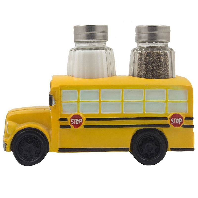 [Australia - AusPower] - Decorative Model School Bus Glass Salt and Pepper Shaker Set As Display Stand Holder Figurine for Unique Restaurant Dining Room & Kitchen Table Decor or Gifts for Teachers and Bus Drivers 