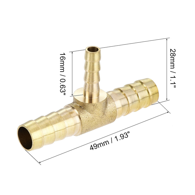 [Australia - AusPower] - uxcell Reducing Barb Hose Fitting Tee T Shape Pipe Connector Brass 5/16" x 5/16" x 3/16" 2Pcs 5/16" x 5/16" x 3/16" 