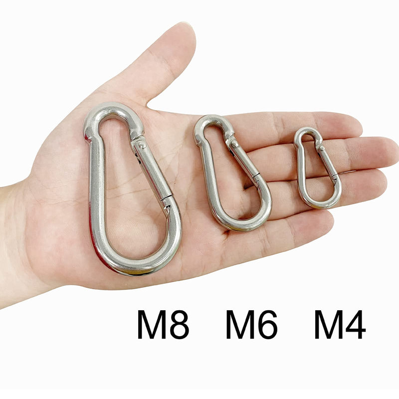 [Australia - AusPower] - 12 Pcs Small Carabiner Clip - Stainless Steel Spring Snap Hook for Bird Feeders or Dog Leash & Harness, Quick Link Keychain(M4,40mm, can Hold 150lbs) M4 