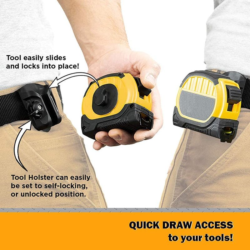 [Australia - AusPower] - Spider Tool Holster - Tape Measure Belt Holster Set - Self Locking, Quick Draw Access to Your Tape Measure, bit Box, and Other Flat surfaced Tools! 