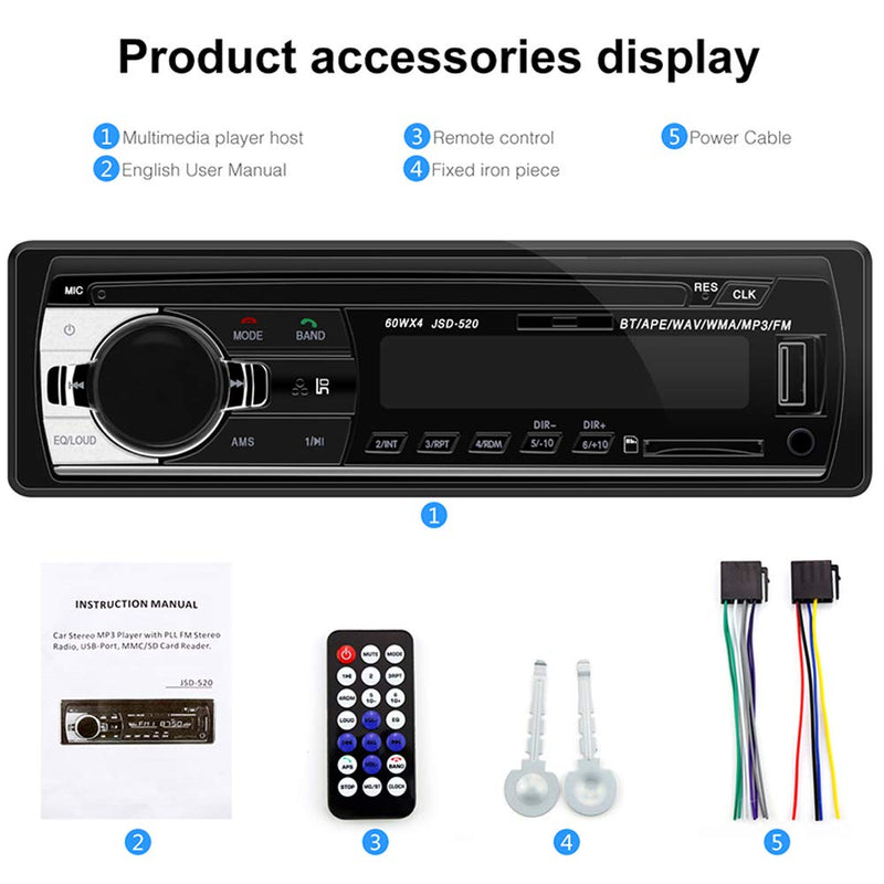 [Australia - AusPower] - PolarLander Car Radio Audio USB/SD/MP3 Player Receiver Bluetooth Hands-Free with Remote Control Black 1 Din 