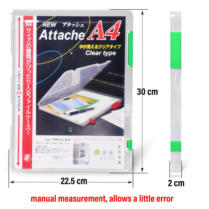 [Australia - AusPower] - Lemical Portable A4 Magazine File Box Document Paper Organizer With Buckle Closure Transparent Plastic File Container School Office Supplies Clear Desk File Holder green 