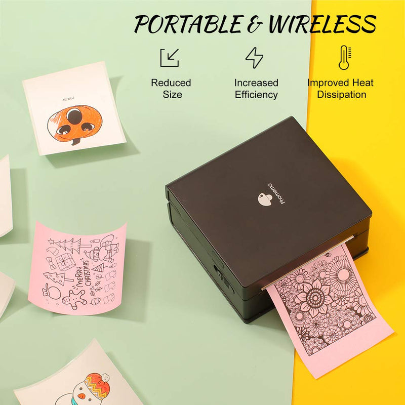 [Australia - AusPower] - Phomemo M02 Mini Thermal Pocket Printer Mobile Phone Bluetooth Connected Portable Printer Wireless Inkless Sticker Printer Machine Compatible with iPhone Android for Business, Scrapbooking, Crafting Dark 