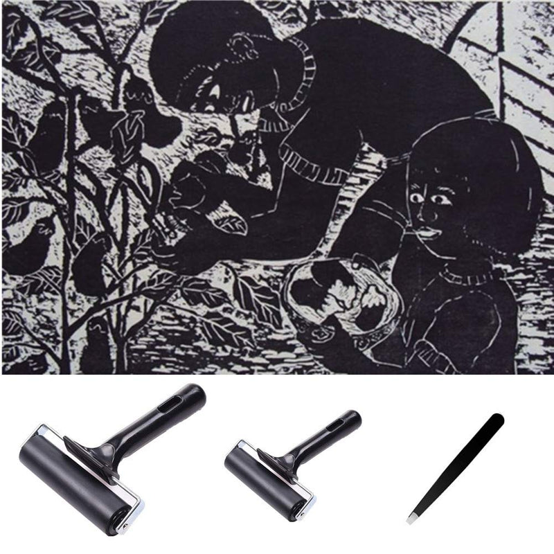 [Australia - AusPower] - Accfore 3 Pack Soft Rubber Brayer, Rubber Glue Roller for Printmaking Ink Paint Block Stamping Gluing Wallpaper and Arts & Crafts(2.4 inch and 4 inch) 
